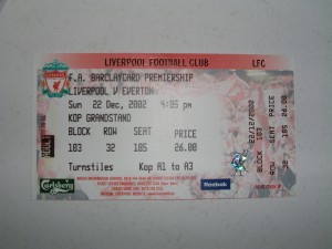 Ticket（Liverpool v Everton）